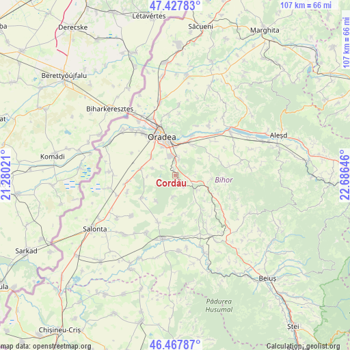 Cordău on map