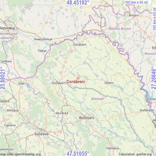 Cordăreni on map