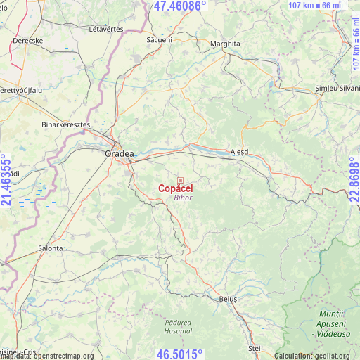 Copăcel on map