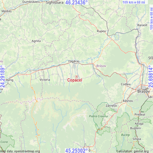 Copăcel on map