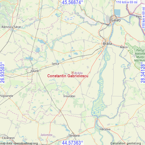 Constantin Gabrielescu on map