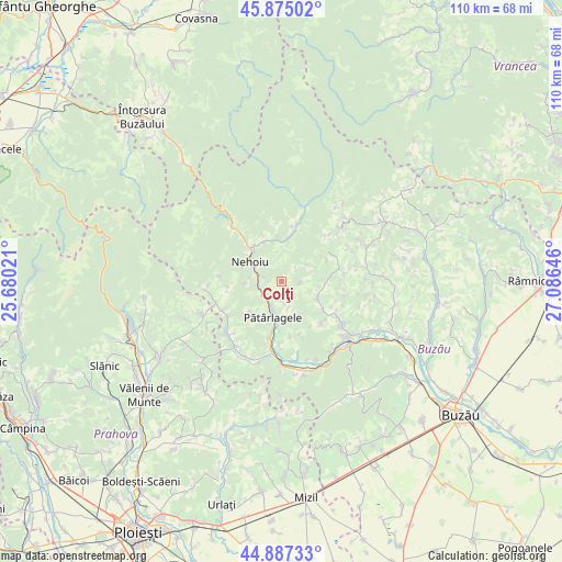 Colţi on map