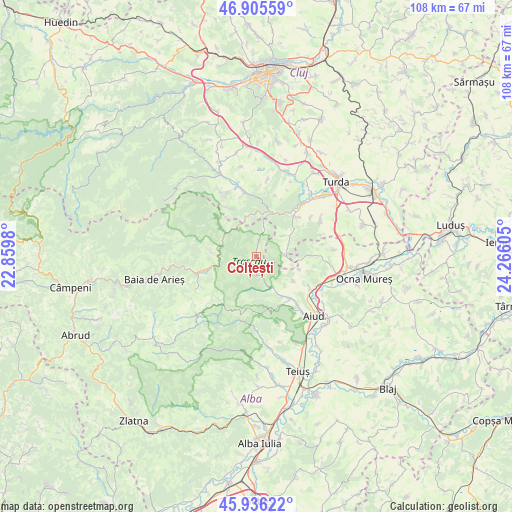 Colțești on map