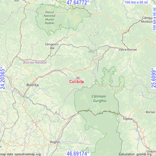 Colibița on map