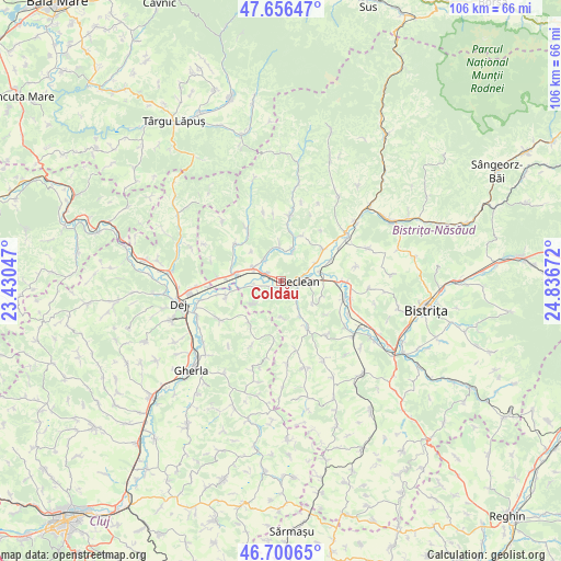 Coldău on map