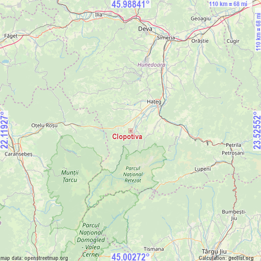 Clopotiva on map