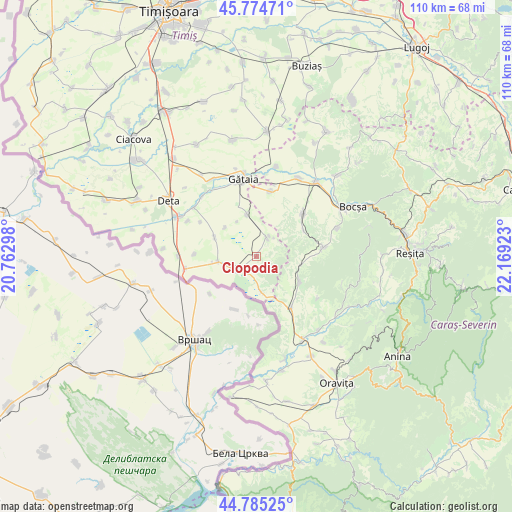 Clopodia on map