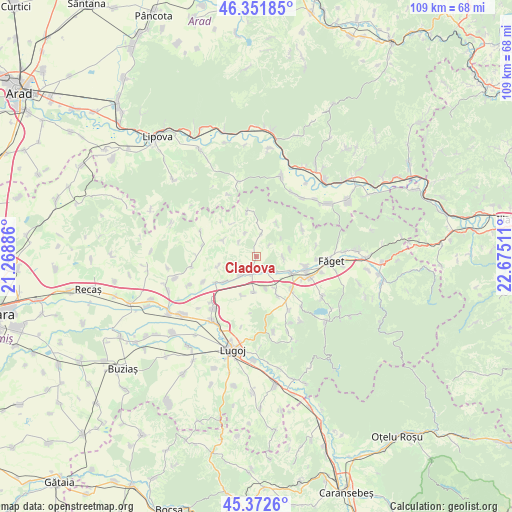 Cladova on map