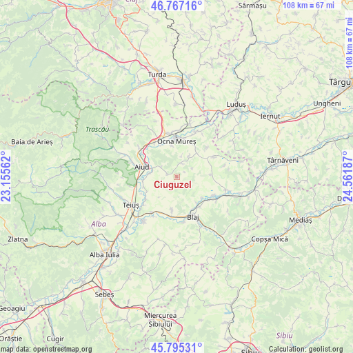 Ciuguzel on map