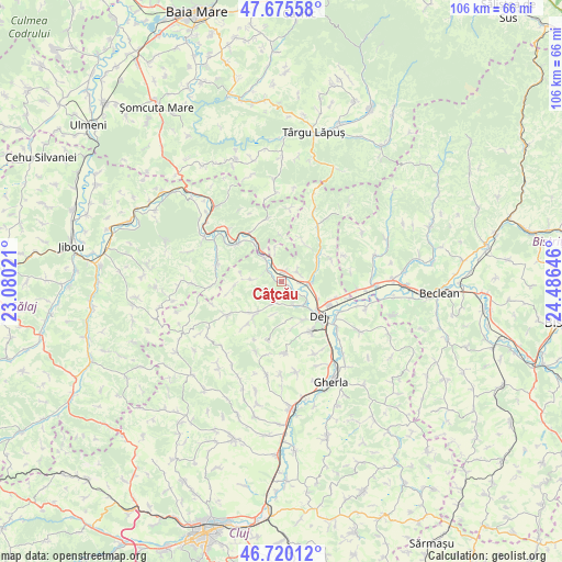 Câţcău on map