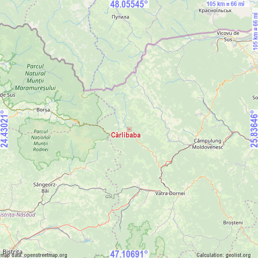 Cârlibaba on map