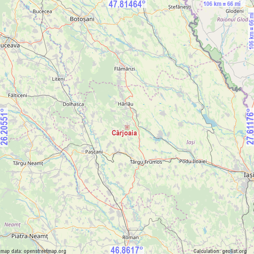 Cârjoaia on map