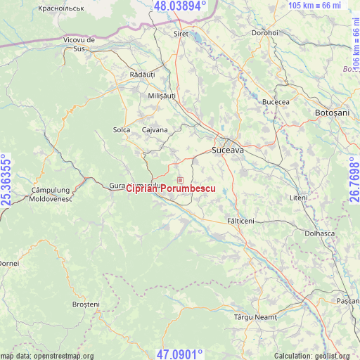 Ciprian Porumbescu on map