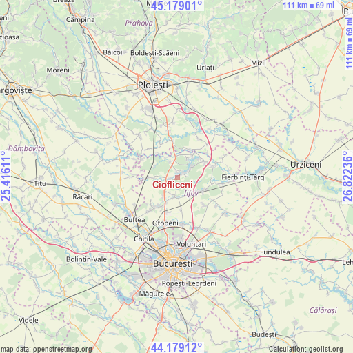 Ciofliceni on map