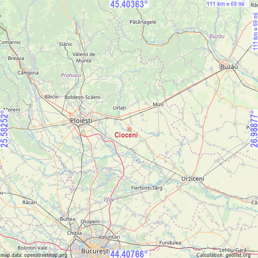 Cioceni on map