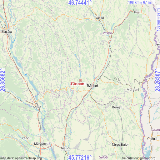 Ciocani on map