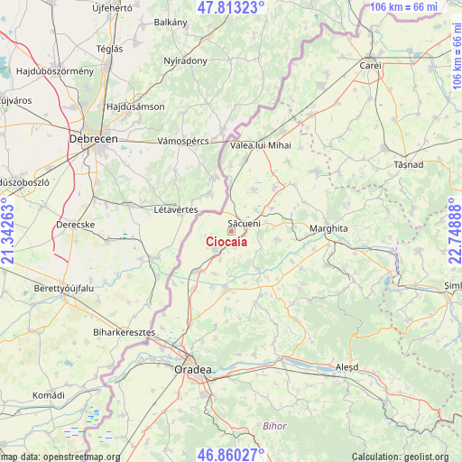 Ciocaia on map