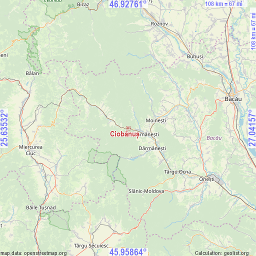 Ciobănuș on map