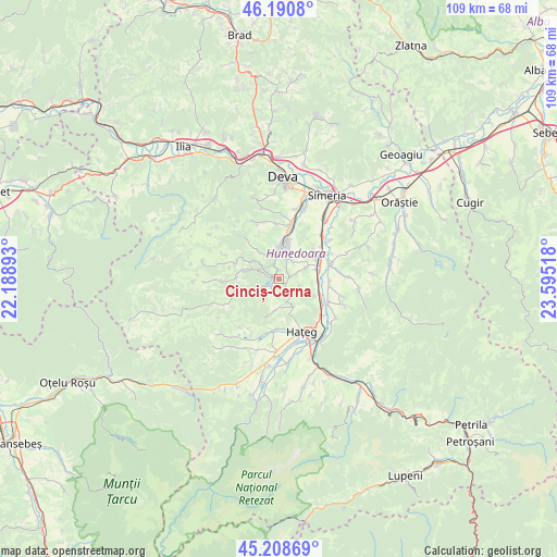 Cinciș-Cerna on map