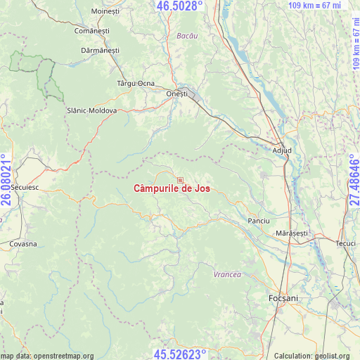 Câmpurile de Jos on map