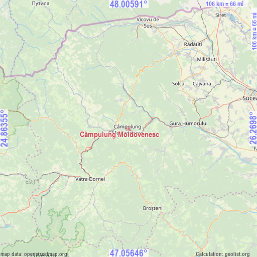 Câmpulung Moldovenesc on map