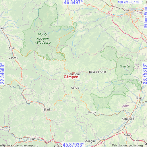 Câmpeni on map