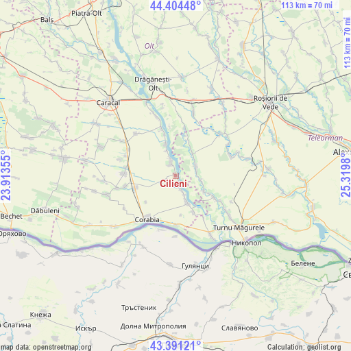 Cilieni on map