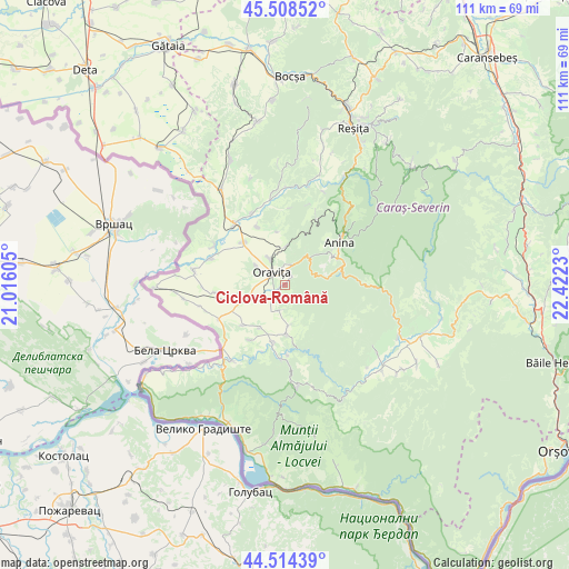 Ciclova-Română on map
