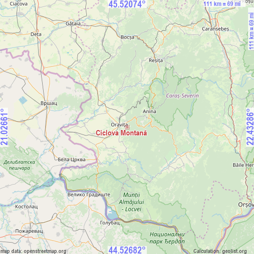 Ciclova Montană on map