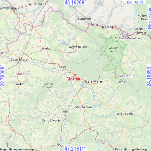 Cicârlău on map