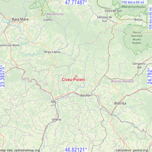 Ciceu-Poieni on map