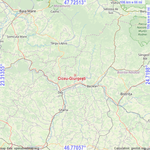 Ciceu-Giurgeşti on map
