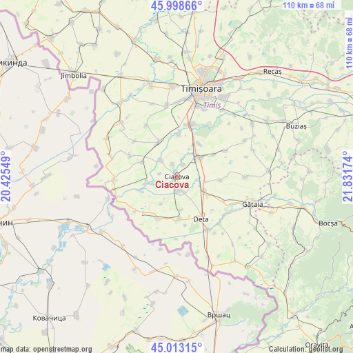 Ciacova on map