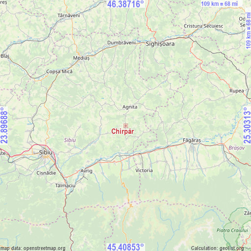 Chirpăr on map