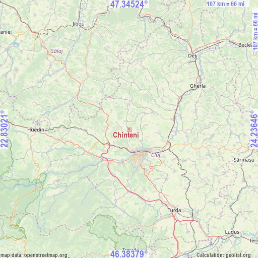 Chinteni on map