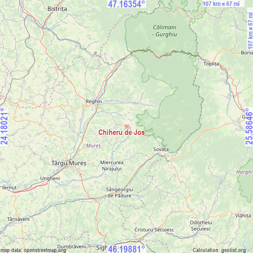 Chiheru de Jos on map