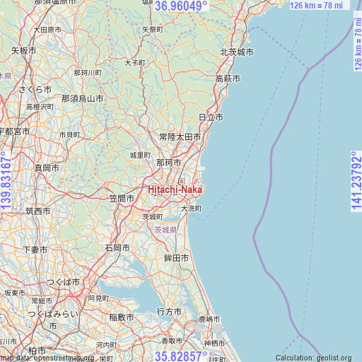 Hitachi-Naka on map