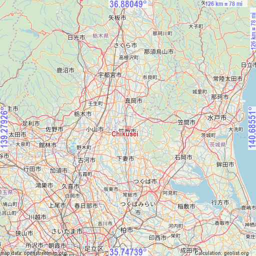 Chikusei on map