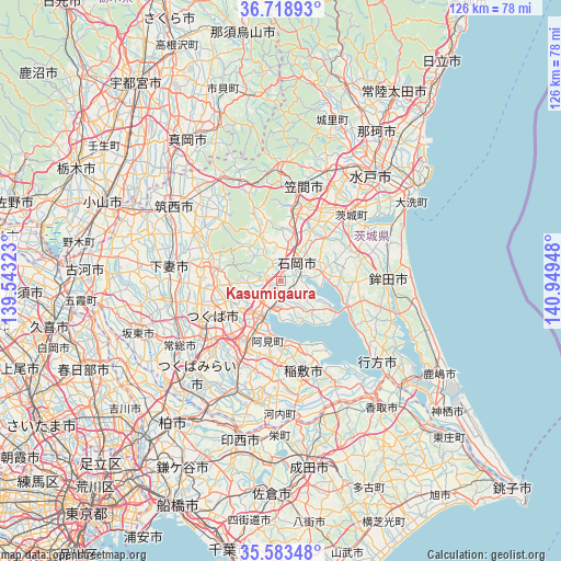 Kasumigaura on map