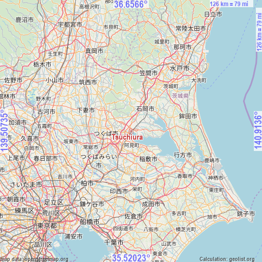 Tsuchiura on map