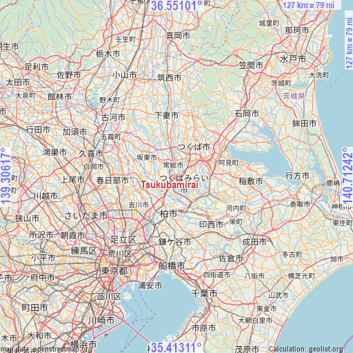 Tsukubamirai on map