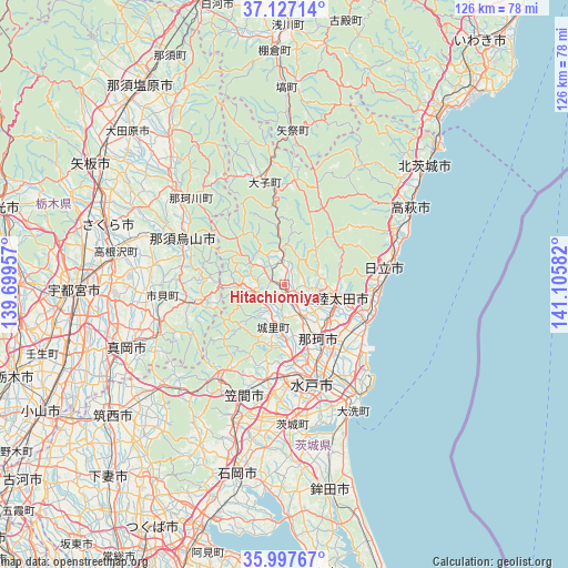 Hitachiomiya on map