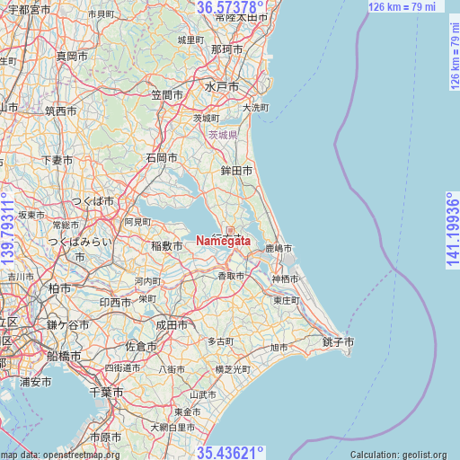 Namegata on map