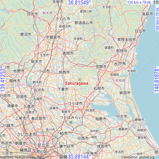 Sakuragawa on map