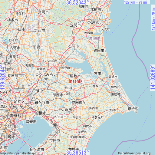 Inashiki on map