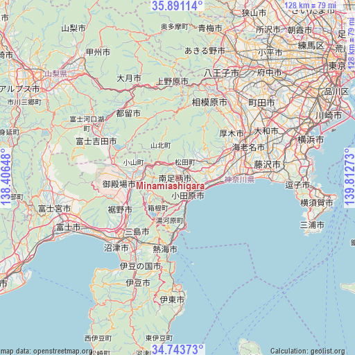 Minamiashigara on map