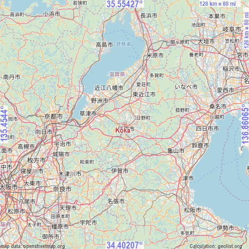 Kōka on map