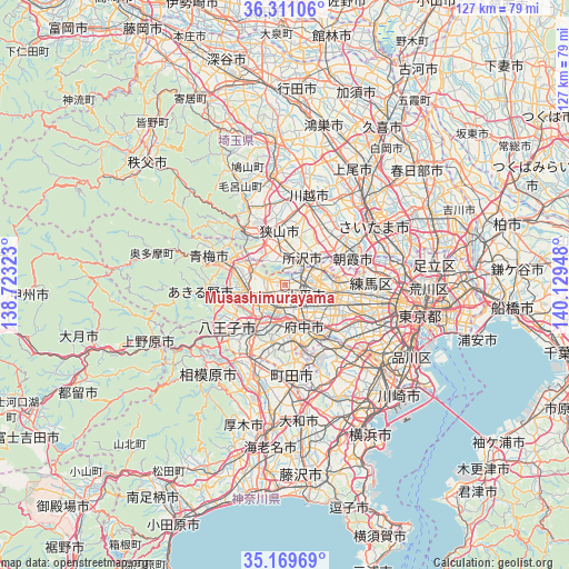 Musashimurayama on map