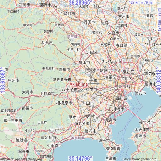 Akishima on map