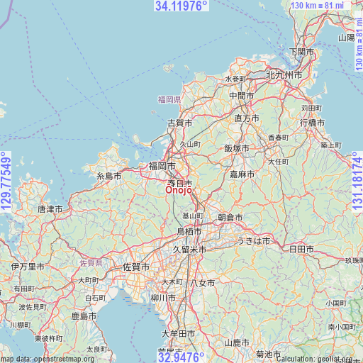 Ōnojō on map